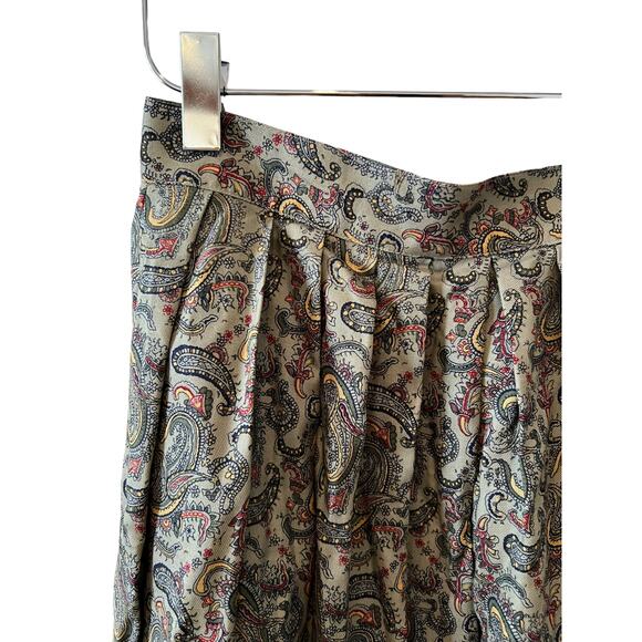 Vintage 80s Charter Club Rayon Skirt Classic Green Paisley Print - Picture 2 of 6